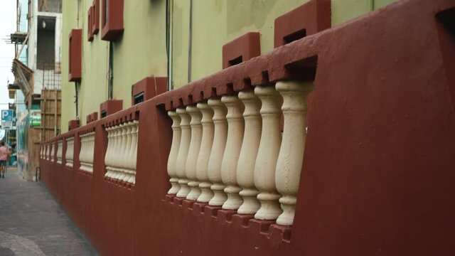 Old stone wall in an ancient mexican city. Fence brown color High quality 4k footage