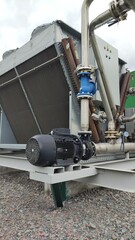 Cooling system for industrial heat exchangers. Industrial fan cooling tower. Adiabatic system.