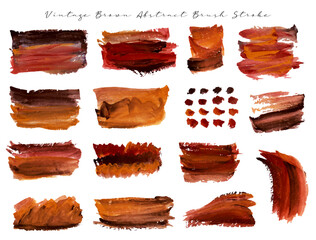 Brown Abstract Brush Stroke Gouache Watercolor Collection	