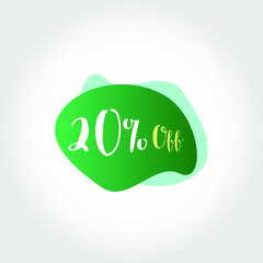 20% off ad with green gradient and grainy green shapes in the background