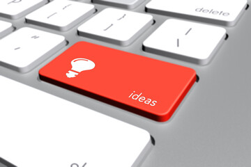 Red Ideas Button on Computer Keyboard