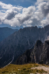 mountain trail Tre Cime di Lavaredo in Dolomites in Italy