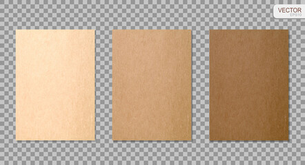 Grunge paper set vector background. Realistic textured old paper collection. Beige and brown pages isolated on transparent background EPS10