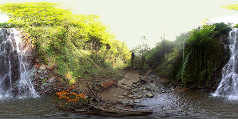360 VR waterfall in the forest