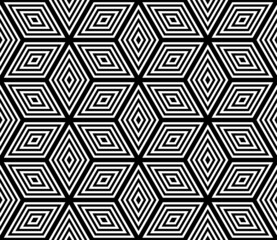 Seamless hexagons and diamonds op art pattern.