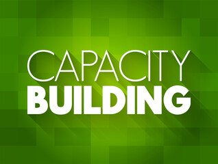 Capacity building - improvement in an individual or organization's facility to produce, perform or deploy, text quote concept background