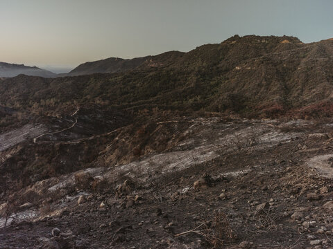 burnt mountain after fire 