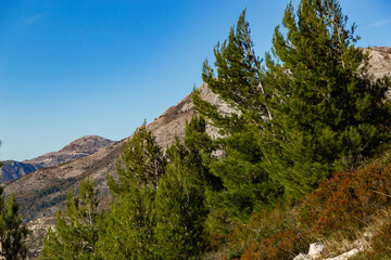 Obraz premium Big mountains in Adriatic coast. Dalmatia Region. Croatia