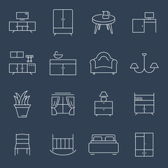 Furniture icons set . Furniture pack symbol vector elements for infographic web