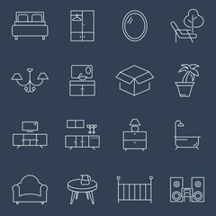 Home Room Types icons set . Home Room Types pack symbol vector elements for infographic web