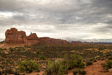 Fototapeta na wymiar Cloudy desert landscape