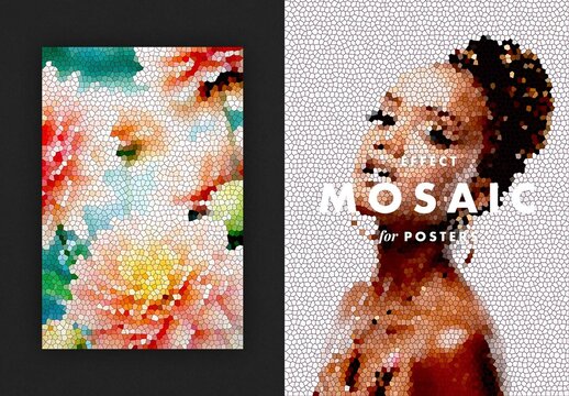 Mosaic Poster Photo Effect Mockup