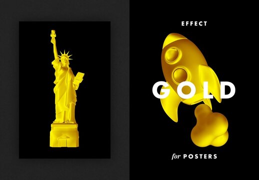Gold Effect for Poster Mockup