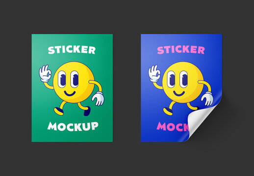 Folded Rectangle Vinyl Sticker Mockup