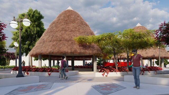 Maloka of palm leaves in the square