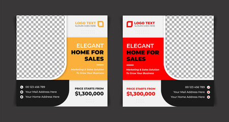 Square flyer for real estate or social media banner ads template design fully editable