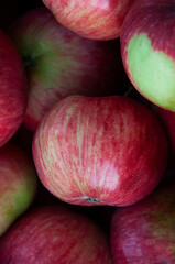 Many red apples are stacked in a pile. High quality photo