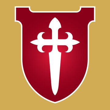 Cross of Saint James Christian badge or logo design.
Vector illustration of St. James cross which forms a dagger or sword.