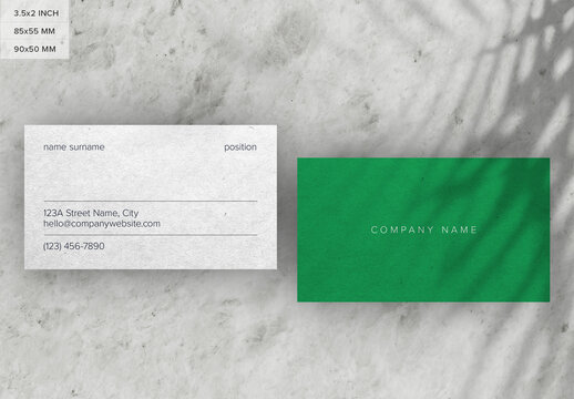 Minimal Business Card Mockup &ndash; Clean Double-Sided Template on Concrete Background for Branding Presentation