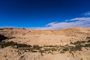 view of South mountain in western Tunisia close to Sahara -Tozeur governorate - Tunisia 