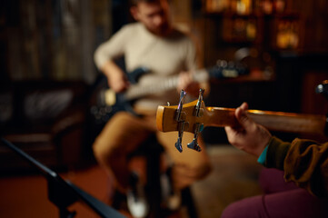 Guitar lesson cropped shot focus on fingerboard