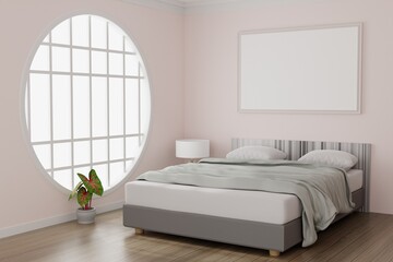 bedroom picture frame interior 3d rendering