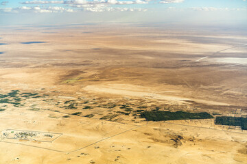Aerial view of the desert, tozeur and its palm grove- western Tunisia - Tunisia