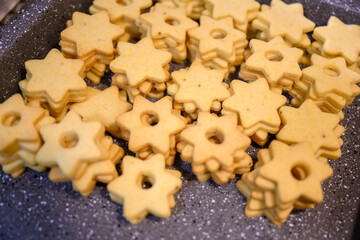 Stacks of baked glued star bread.