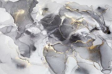 Luxury abstract liquid painting background alcohol ink technique black and gold, marble
