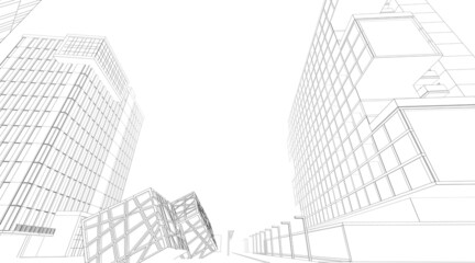 Fototapeta na wymiar sketch of a modern building