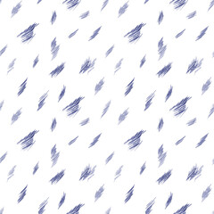 Abstract hand drawn seamless pattern with indigo blue watercolor paint strokes on white background. Modern artwork for wrapping paper, scrapbooking, stationery design.