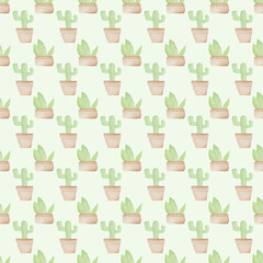 Watercolor Decorative Plants Seamless Pattern