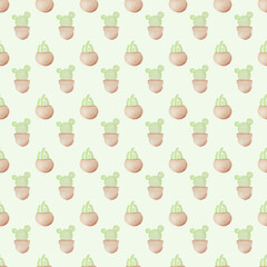 Watercolor Decorative Plants Seamless Pattern