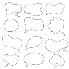 Speech bubble phrases hand draw big set . Online chat clouds with different words comments information shapes vector isolated on white background. Stock illustration