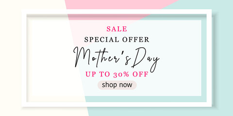 Banner for Happy Mother's Day with a white frame. Template for Mother's Day.