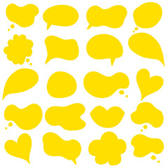 Speech bubble phrases hand draw big set . Online chat clouds with different words comments information shapes vector isolated on white background. Stock illustration