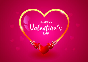 Wish you a happy valentines day with red pattern Free Vector