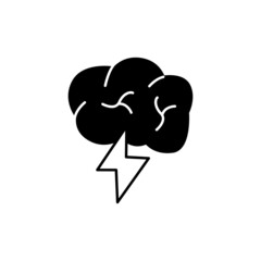 Brainstorm Icon in black flat glyph, filled style isolated on white background