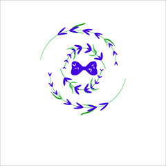 Lavender. Illustration vector of lavender flowers with purple bow. Design of the wedding card.