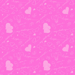 Valentine's hearts seamless pattern in doodle style. Cute hand drawn love background for wrapping, textile and coloring pages. Vector illustration.  