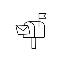 Mailbox Icon  in black line style icon, style isolated on white background