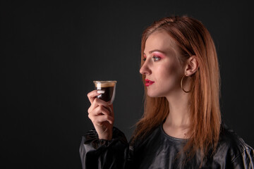 woman drinking coffee