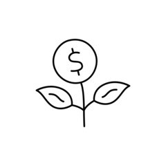 Funding Icon  in black line style icon, style isolated on white background