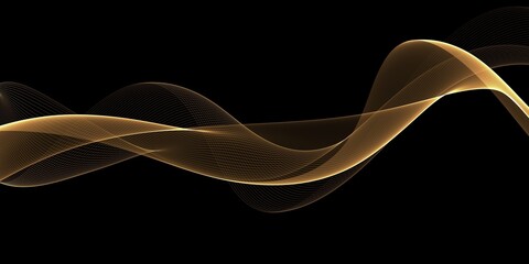 Abstract gold wave on a black background	
