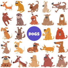 Obraz na płótnie Canvas funny cartoon dogs and puppies characters big set