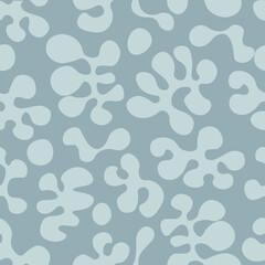 Monochromatic gray groovy 1970s lava lamp blobs in repeatable seamless pattern.