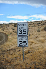 Tactical vehicle speed limit sign