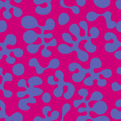 Pink and purple groovy 1970s lava lamp blobs in repeatable seamless pattern.