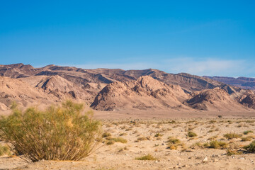 view of South mountain in western Tunisia close to Sahara -Tozeur governorate - Tunisia 