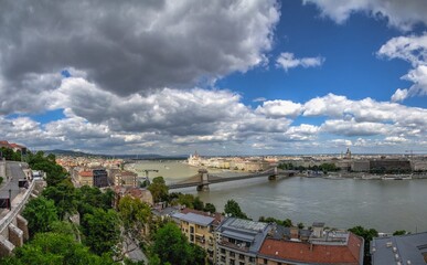 Fototapeta na wymiar Panoramic view of the Danube river in Budapest, Hungary